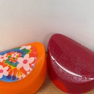 2 Sparkle Pringles Potato Chip Holders Lunch Box Travel Orange Flower,Pink Berry